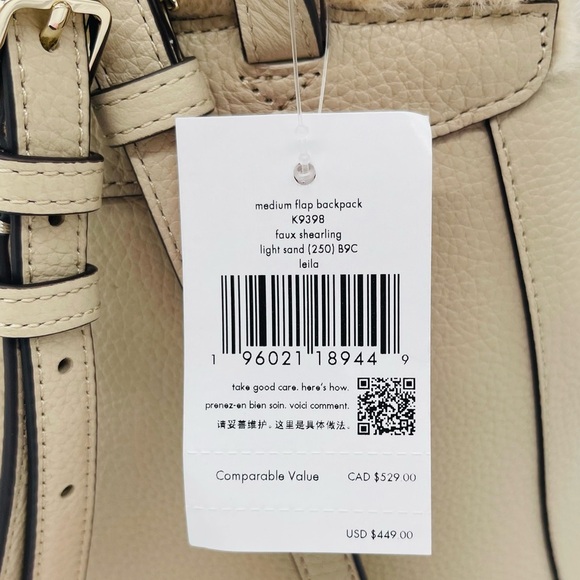 Kate Spade Leila Medium Flap Backpack Faux Shearling main image 10